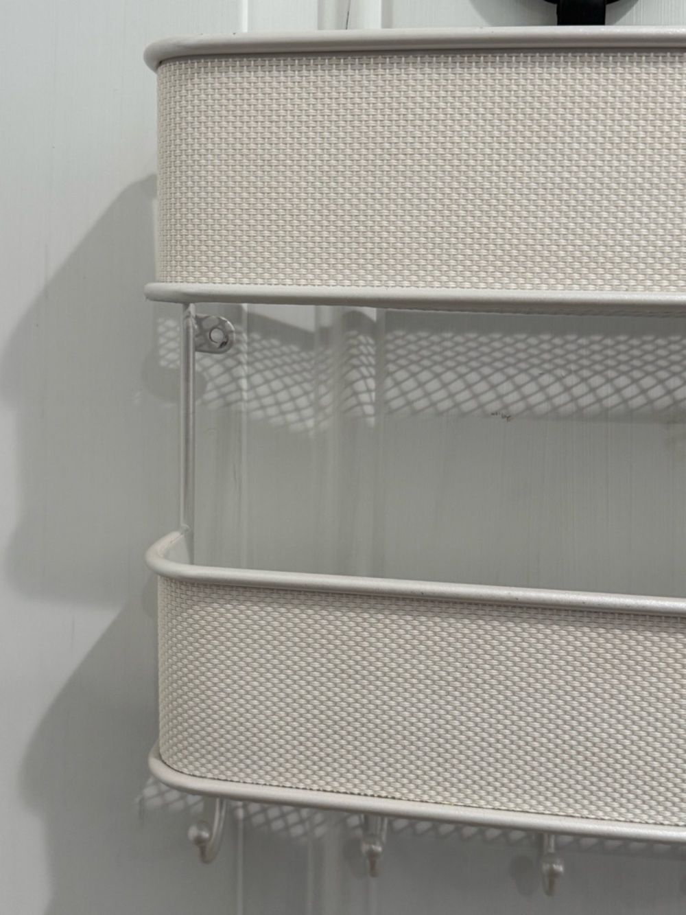 mDesign 2-Tier Wall Mounted Mail Holder Organizer White Hooks - Picture 8 of 13